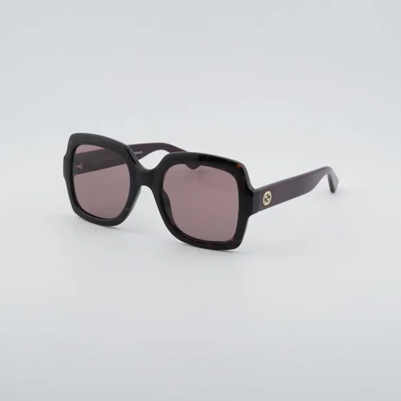 Gucci GG1337S 009 Sunglasses Havana Square Frame, Violet Lenses